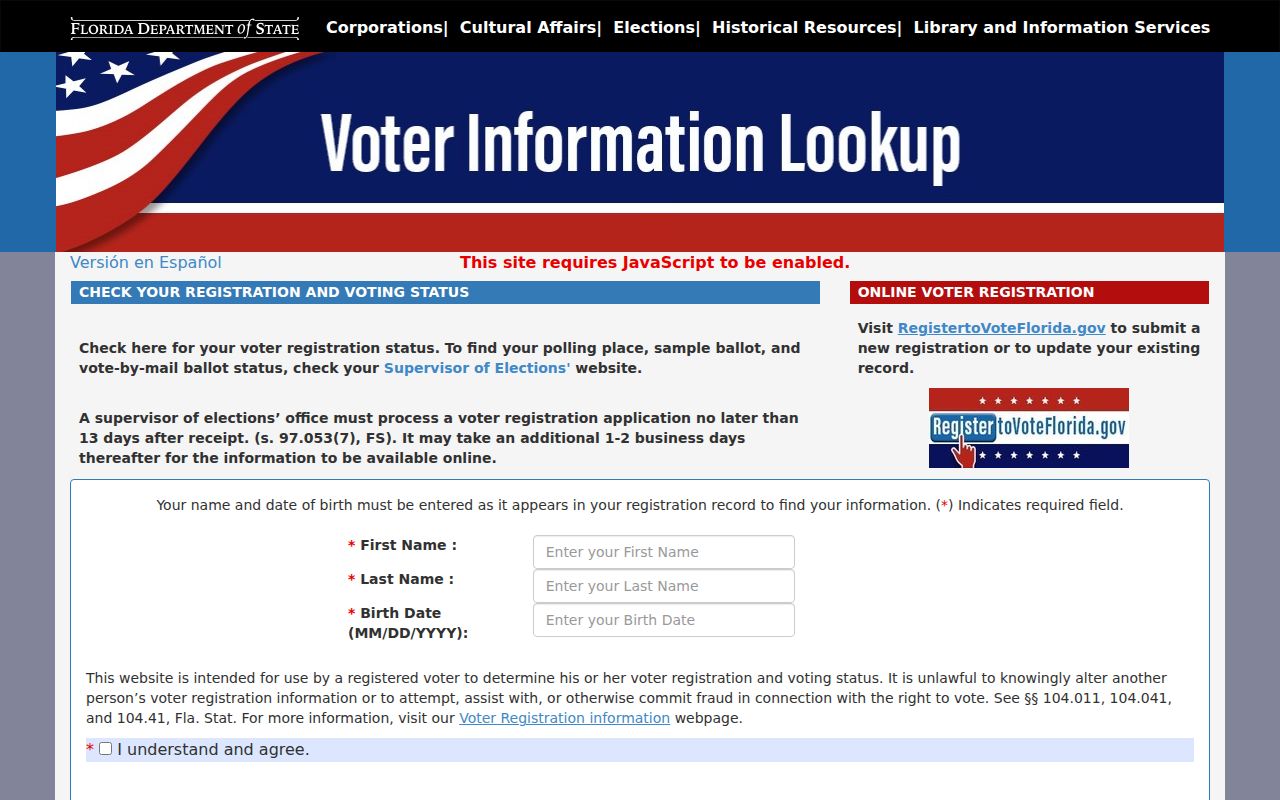 Margate residents directory Florida voter status lookup