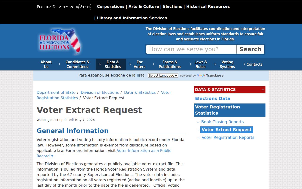 Florida public voter extract information for Margate block research