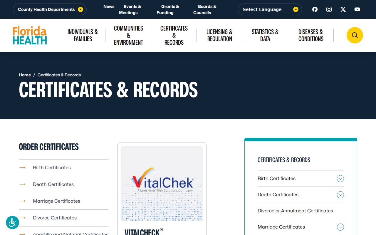 Margate previous residents Florida vital records