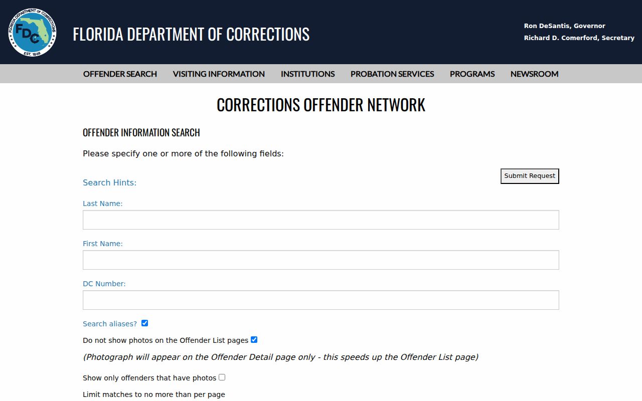 Florida corrections offender search used for Margate name verification