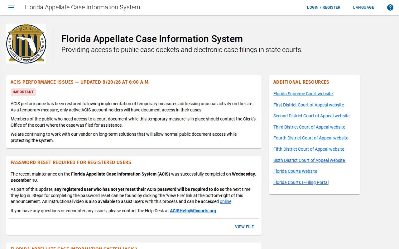 Florida appellate ACIS search for a Margate resident name
