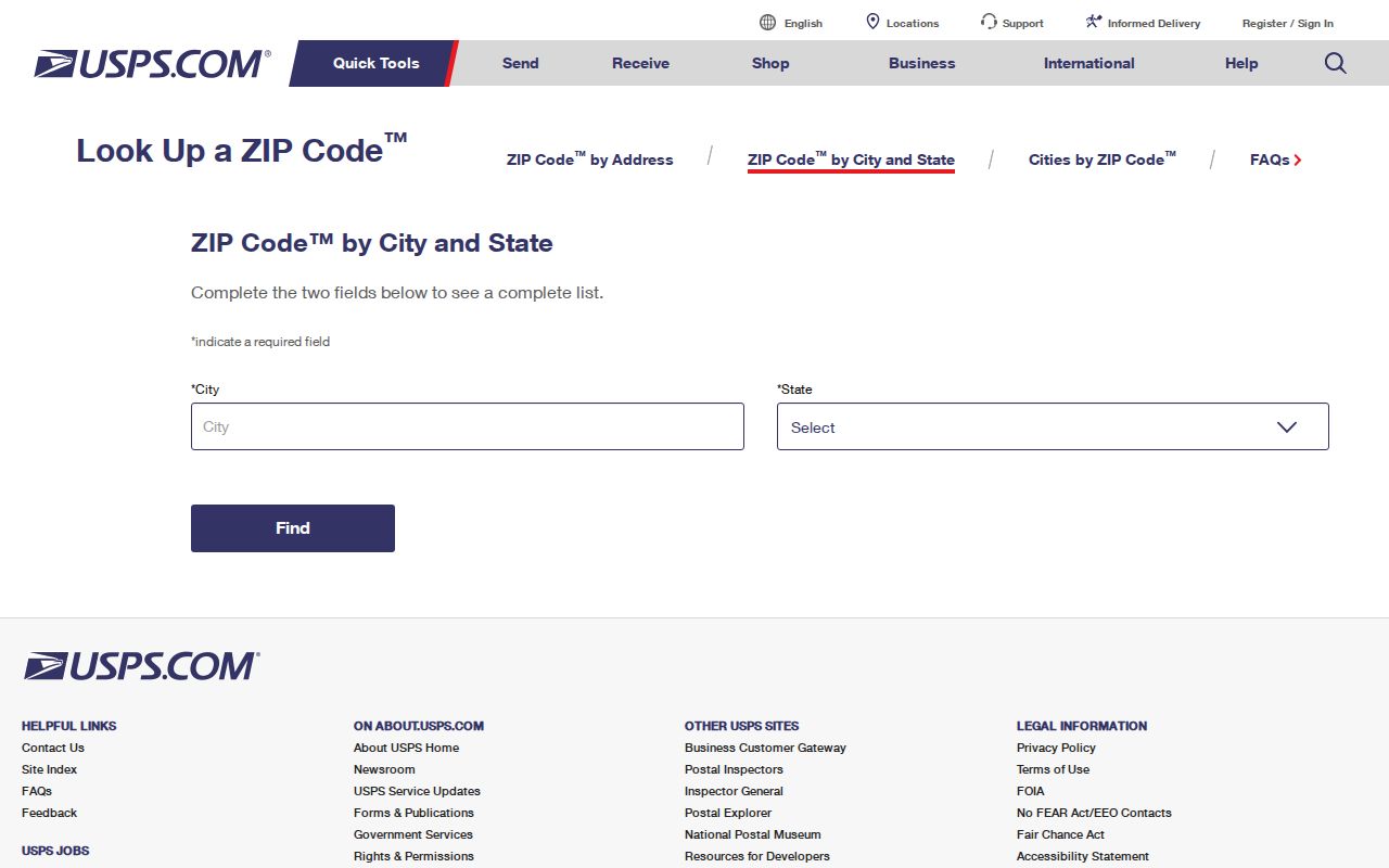 Margate ZIP code directory USPS lookup form